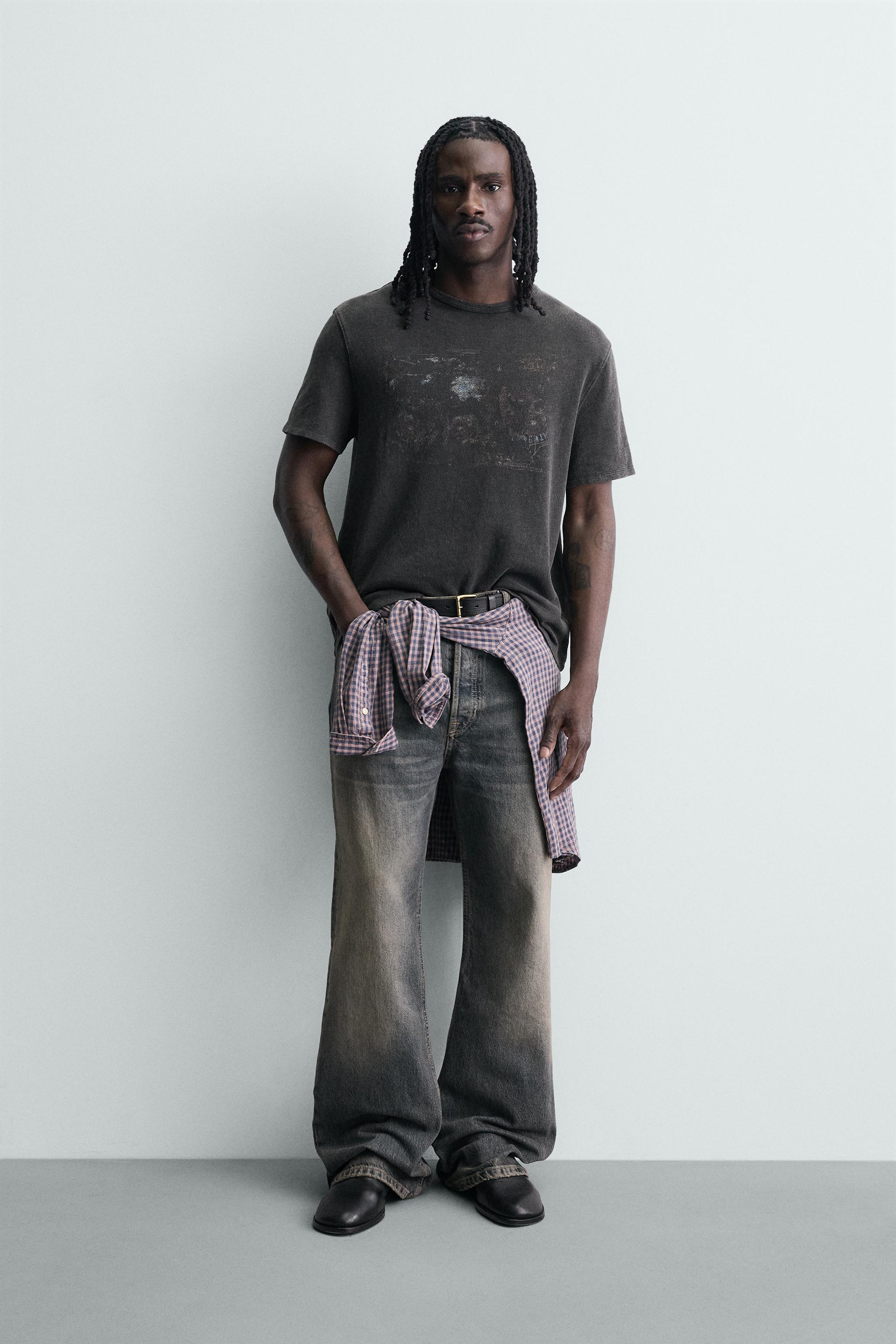 T-SHIRT EN MAILLE IMPRIMÉ DÉLAV